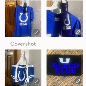 NFL💙Colt Bag Go blue🧲Tee/Water bottle+Bleed Blue Headband 7.5x4”